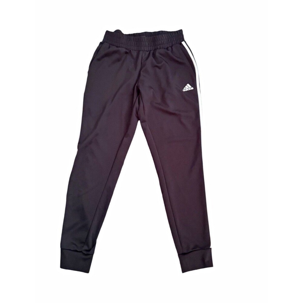 adidas Men's Black Jogger Track Pants White Side Stripes Drawstring Size L